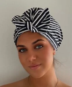 Douchemuts DE MOOISTE -Shower Cap -Black White -Droog Haar -DOUCHEKAPJE 1 STUKS