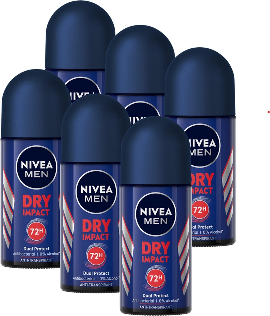 NIVEA MEN Dry Impact Deodorant Roller - 6 X 50 Ml - Voordeelverpakking 3 NIVEA MEN Dry Impact Deodorant Roller - 6 X 50 Ml - Voordeelverpakking