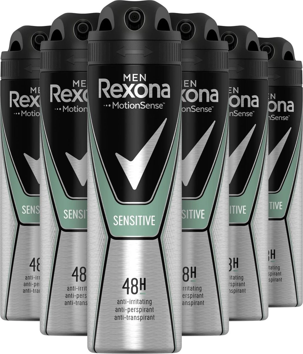 Rexona Men Sensitive Anti-transpirant Spray - 6 X 150 Ml - Voordeelverpakking 4 Rexona Men Sensitive Anti-transpirant Spray - 6 X 150 Ml - Voordeelverpakking - Afbeelding 2