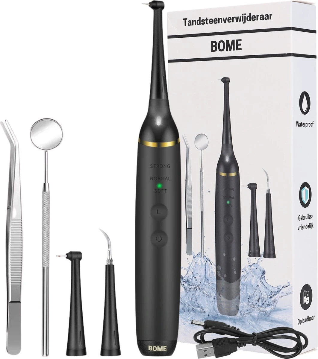 BOME Tandsteen Verwijderaar - 3 Opzetstukken - Tandplak Verwijderaar - Inclusief Spiegel En Pincet - 3 Standen 3 BOME Tandsteen Verwijderaar - 3 Opzetstukken - Tandplak Verwijderaar - Inclusief Spiegel En Pincet - 3 Standen