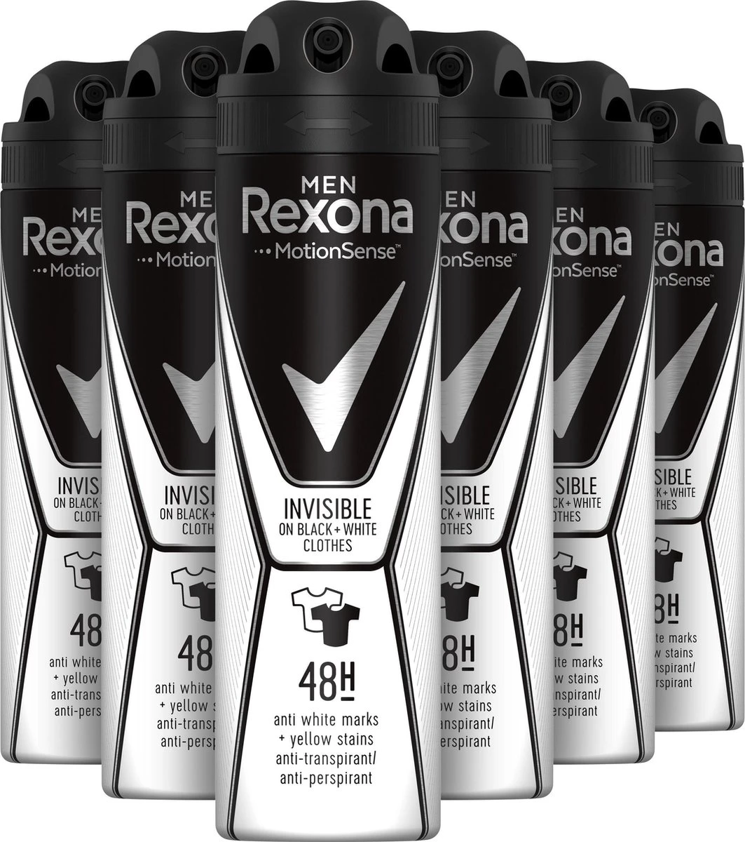 Rexona Men Invisible Anti-Transpirant Spray - 6 X 150 Ml - Voordeelverpakking 3 Rexona Men Invisible Anti-Transpirant Spray - 6 X 150 Ml - Voordeelverpakking