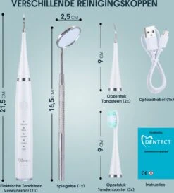 Merkloos Tandsteen Verwijderaar Elektrisch – Tandenborstel Opzetstukken - Tandarts Spiegel - 5 Standen -Wit -Winkel Voor Persoonlijke Verzorging 1086x1200
