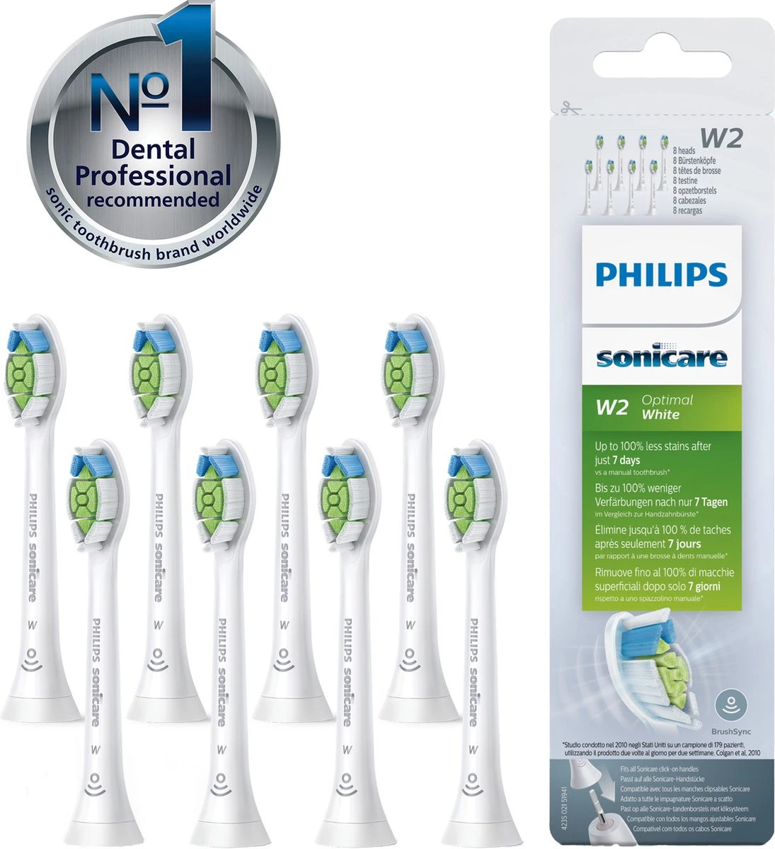 Philips Sonicare W2 Optimal White HX6068/12 - Opzetborstels - 8 Stuks 19 Philips Sonicare W2 Optimal White HX6068/12 - Opzetborstels - 8 Stuks - Afbeelding 17