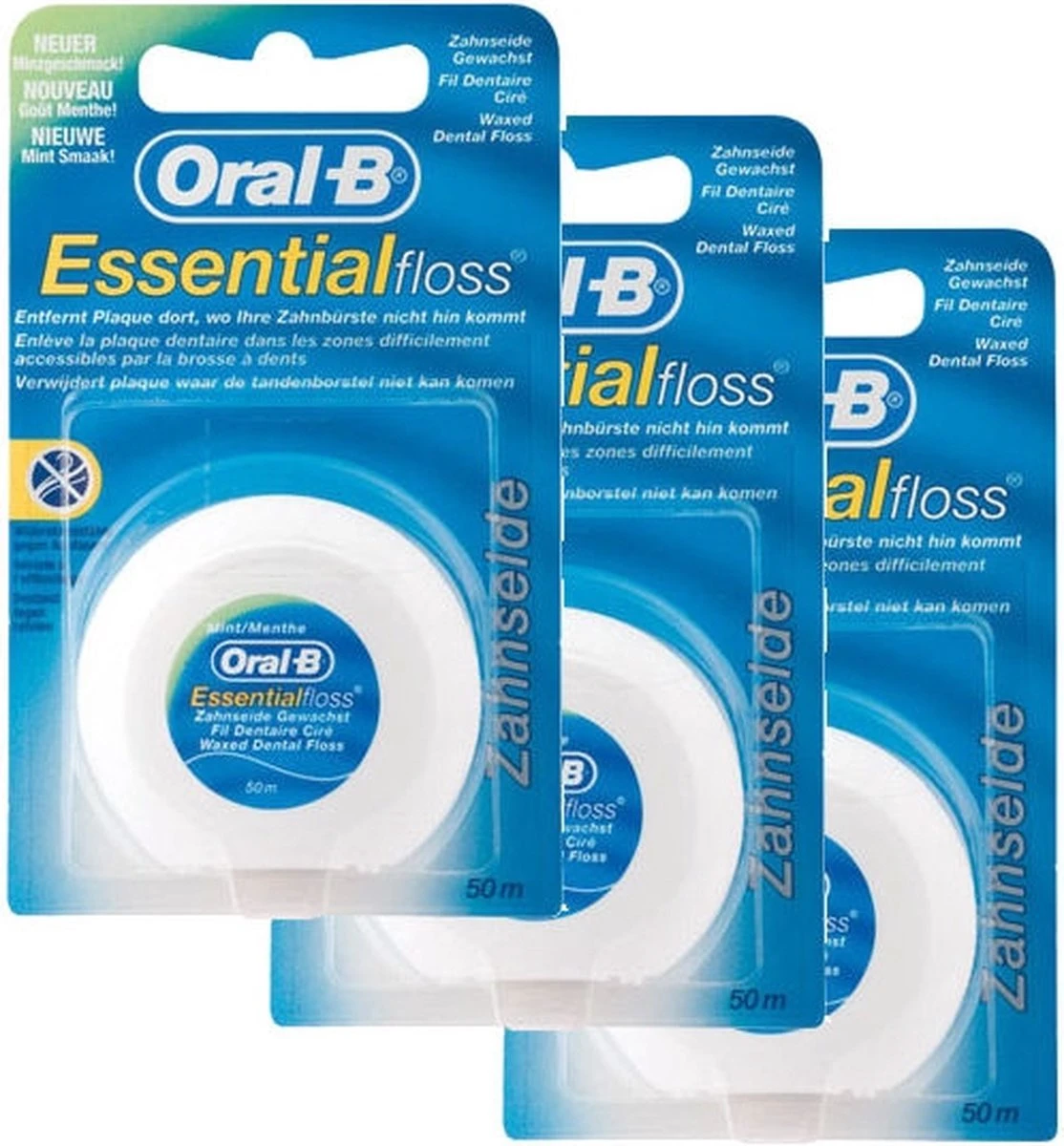 Oral B Oral-B Essential Floss Mint - 3 Stuks - Voordeelverpakking 3 Oral B Oral-B Essential Floss Mint - 3 Stuks - Voordeelverpakking