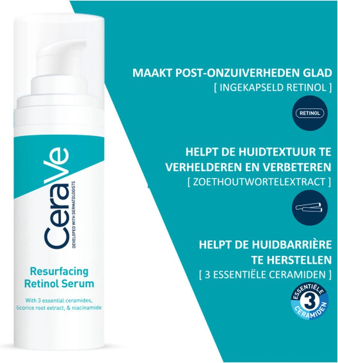 CeraVe Resurfacing Retinol Serum - 30ml - Voor Onzuivere Huid Met Neiging Tot Acne 8 CeraVe Resurfacing Retinol Serum - 30ml - Voor Onzuivere Huid Met Neiging Tot Acne - Afbeelding 6