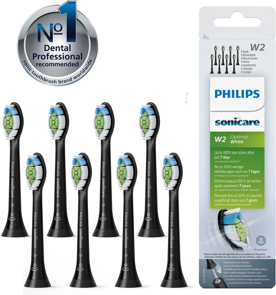 Philips Sonicare W2 Optimal White HX6068/13 - Opzetborstels - 8 Stuks 16 Philips Sonicare W2 Optimal White HX6068/13 - Opzetborstels - 8 Stuks - Afbeelding 14