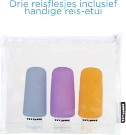 TRVLMORE Silicone Reisflesjes - Navulbaar - Handbagage - 100 ML - 3 Stuks - Oranje/Paars/Blauw -Winkel Voor Persoonlijke Verzorging 1126x1200 6