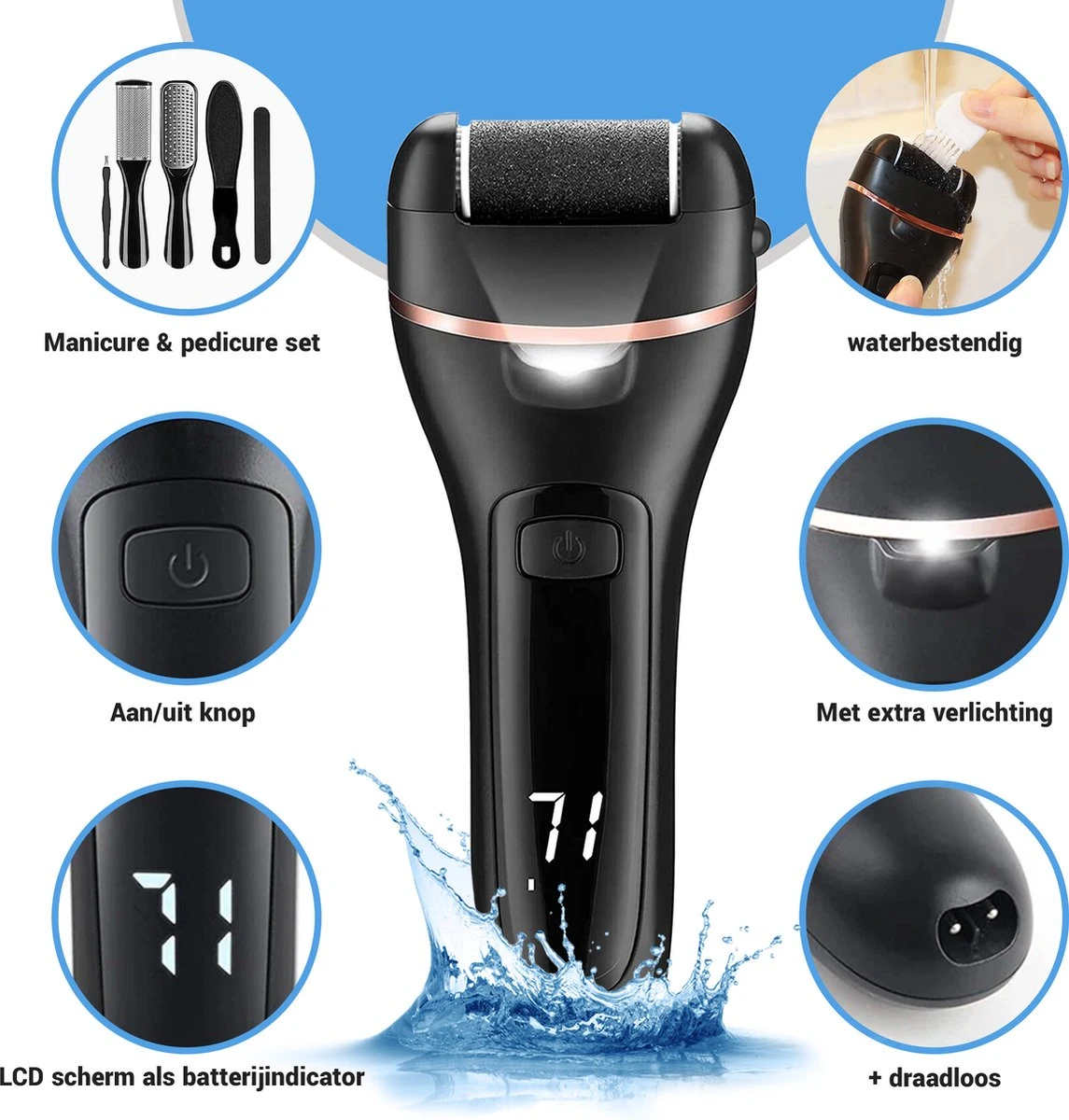 Elektrische Eeltverwijderaar INCL. Mani En Pedicure Set - Voetvijl - Eeltvijl - Eelt Verwijderaar -Oplaadbaar 9 Elektrische Eeltverwijderaar INCL. Mani En Pedicure Set - Voetvijl - Eeltvijl - Eelt Verwijderaar -Oplaadbaar - Afbeelding 7