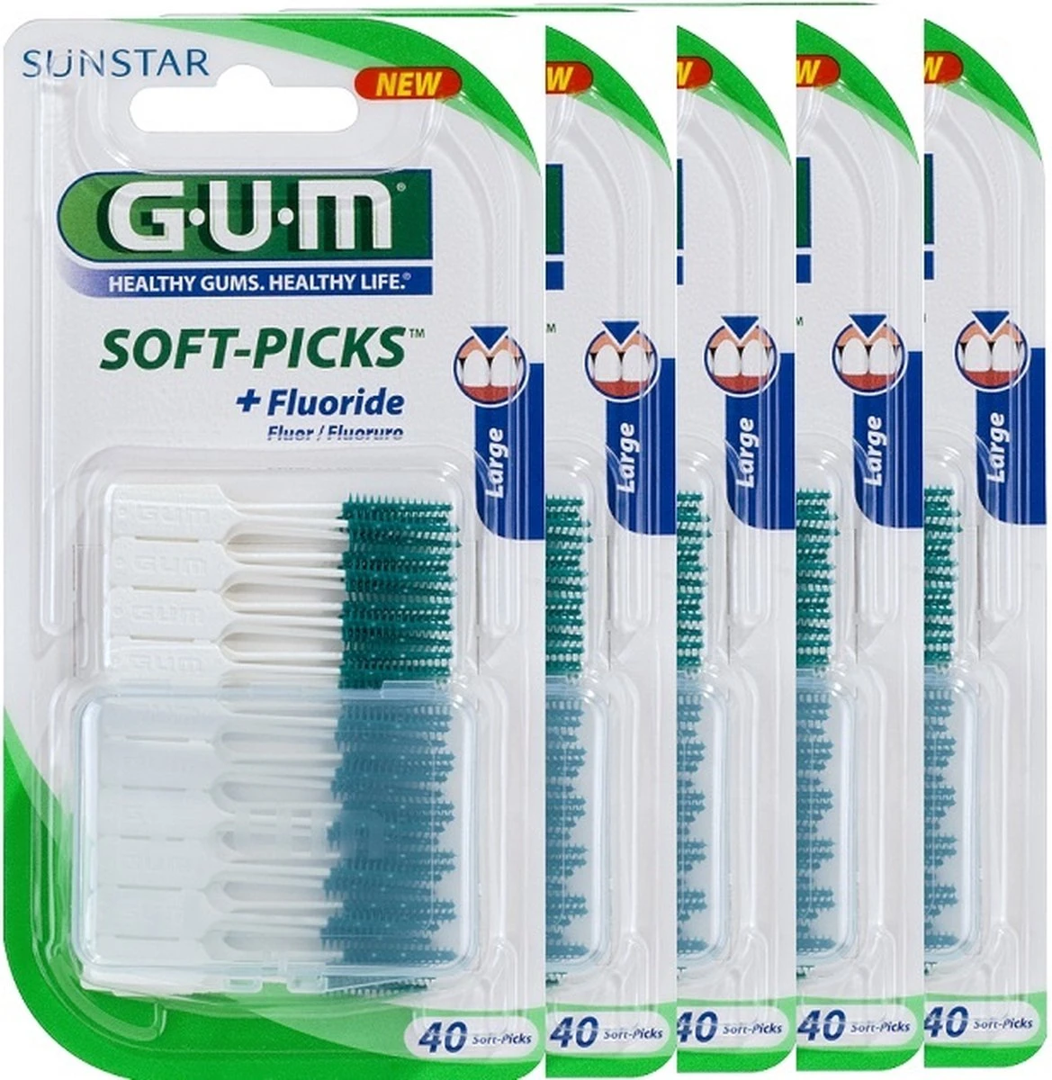 GUM® GUM Soft Picks Large - 5 X 40 Stuks - Ragers - Voordeelverpakking 3 GUM® GUM Soft Picks Large - 5 X 40 Stuks - Ragers - Voordeelverpakking