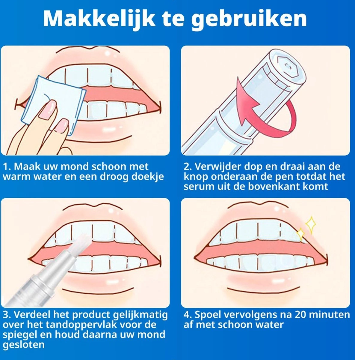 B-care Tanden Bleekpen - Teeth Whitening Pen - Tanden Bleker - Wittere Tanden - Teeth Whitening Strips - Professioneel Resultaat - Tandsteen Verwijderaar - Zonder Peroxide - Tandenbleekset - Tanden Bleken 6 B-care Tanden Bleekpen - Teeth Whitening Pen - Tanden Bleker - Wittere Tanden - Teeth Whitening Strips - Professioneel Resultaat - Tandsteen Verwijderaar - Zonder Peroxide - Tandenbleekset - Tanden Bleken - Afbeelding 4
