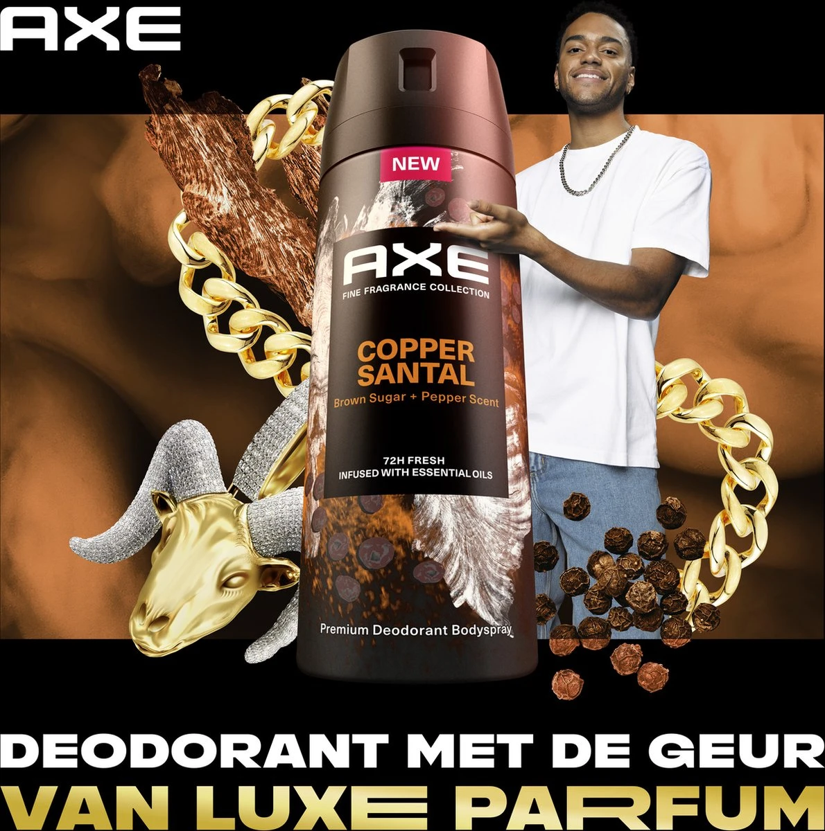 AXE Fine Fragrance Collection Copper Santal Premium Deodorant Bodyspray 150 Ml 6 AXE Fine Fragrance Collection Copper Santal Premium Deodorant Bodyspray 150 Ml - Afbeelding 4