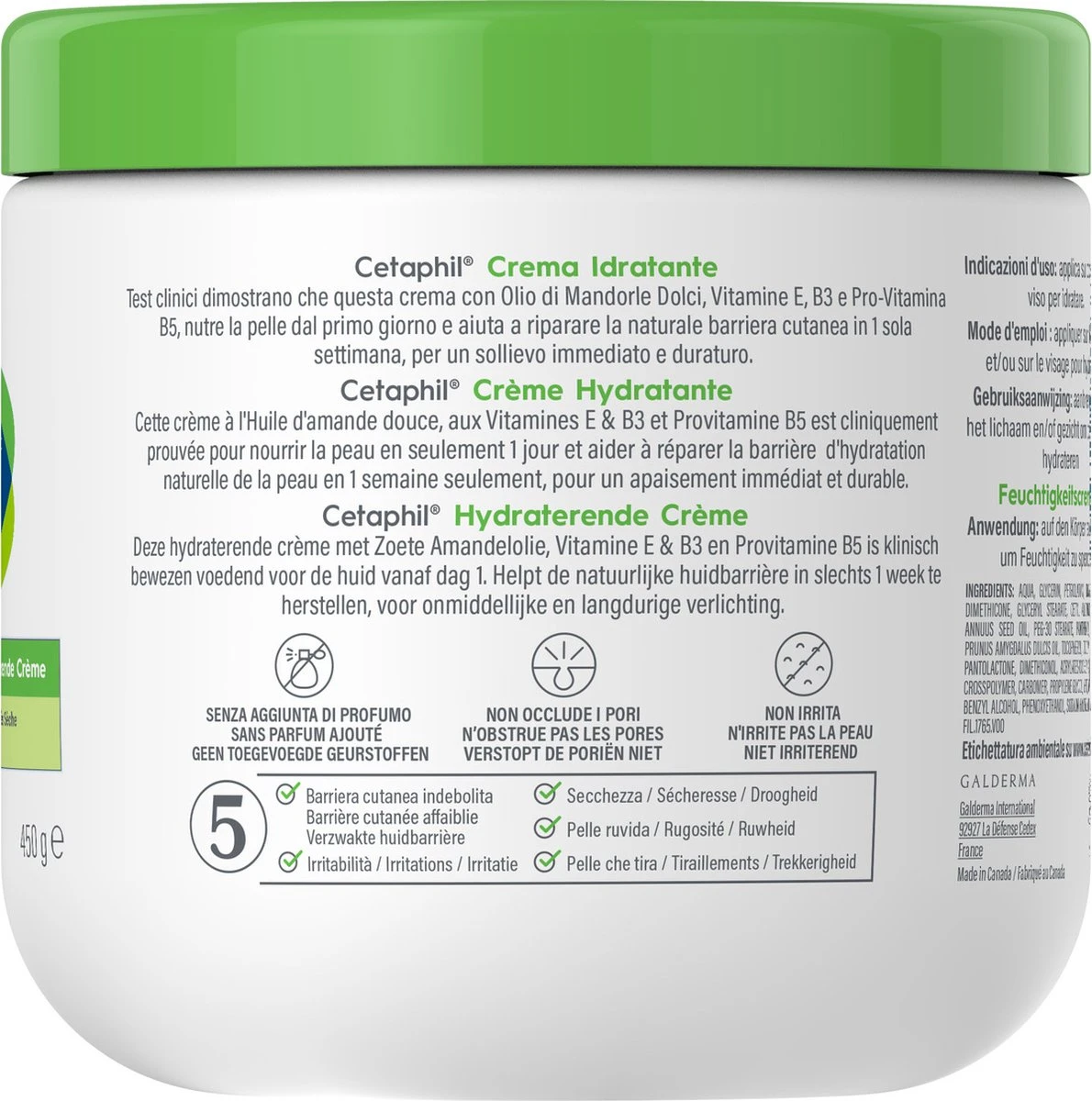 Cetaphil Hydraterende Crème - Vochtinbrengende Crème Gezicht & Lichaam 450GR 6 Cetaphil Hydraterende Crème - Vochtinbrengende Crème Gezicht & Lichaam 450GR - Afbeelding 4
