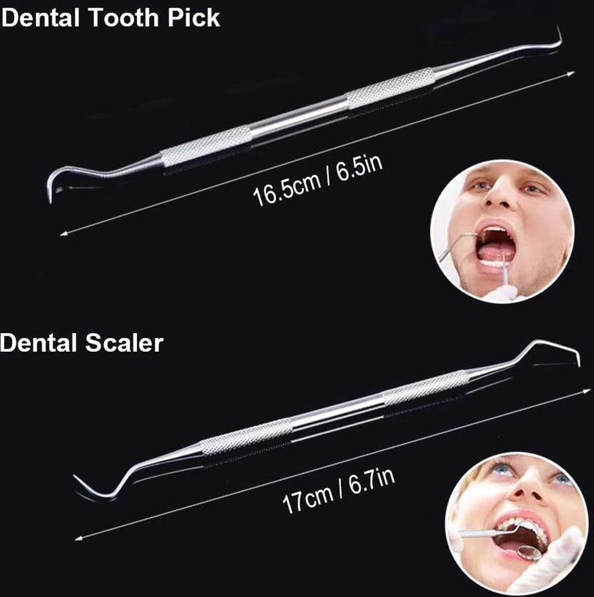 Compleet Tandarts Setje –4 Stuks Tandsteenhaakje – Tandartshaakje - Mondspiegel – Tandarts Gereedschap – Mondverzorging – Stainless Steel 6 Compleet Tandarts Setje –4 Stuks Tandsteenhaakje – Tandartshaakje - Mondspiegel – Tandarts Gereedschap – Mondverzorging – Stainless Steel - Afbeelding 4