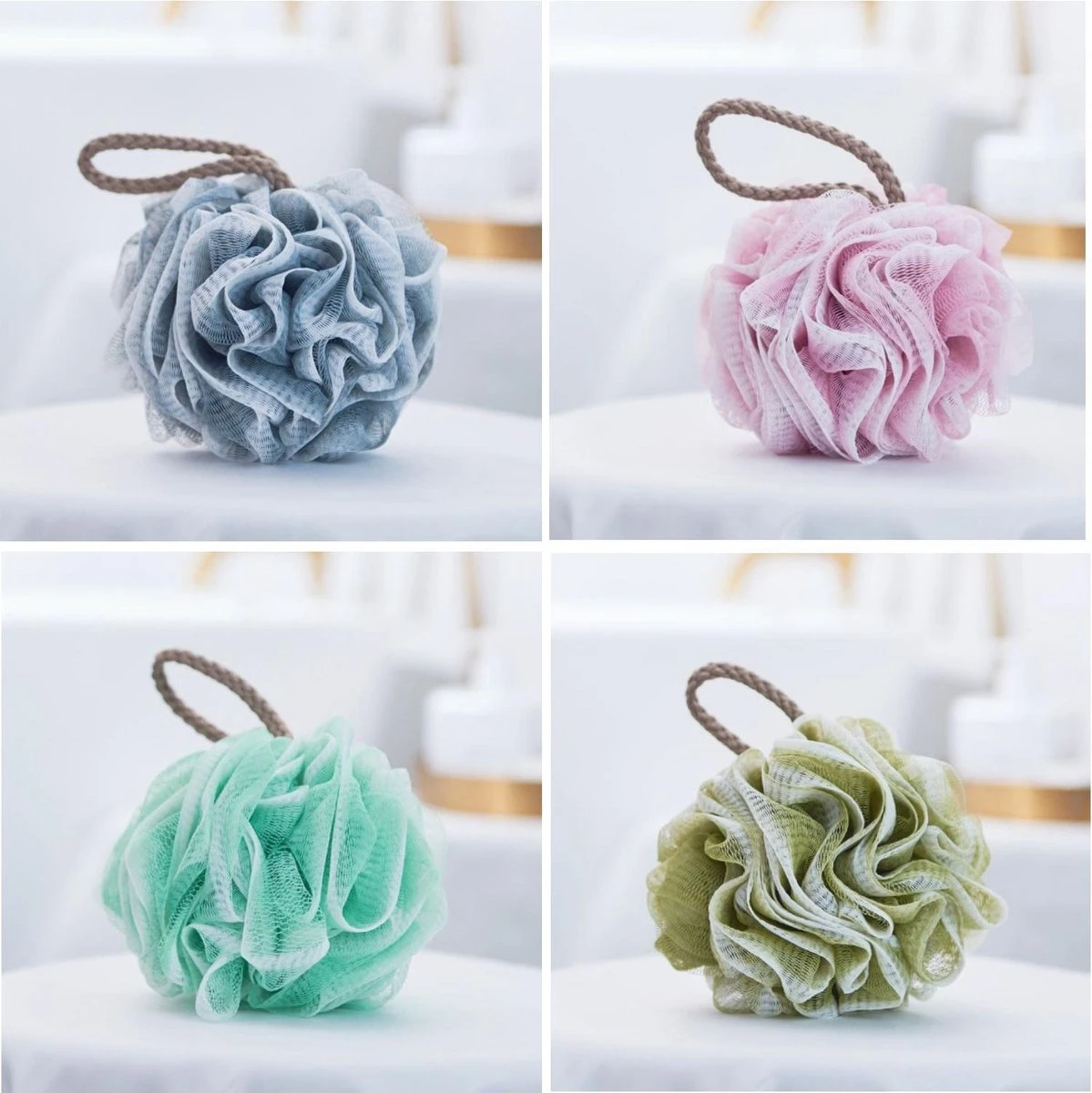 Douche Spons - Bad Spons - Massage Spons - Scrubbing Spons - Douchespons - Set Van 4 Stuks 3 Douche Spons - Bad Spons - Massage Spons - Scrubbing Spons - Douchespons - Set Van 4 Stuks