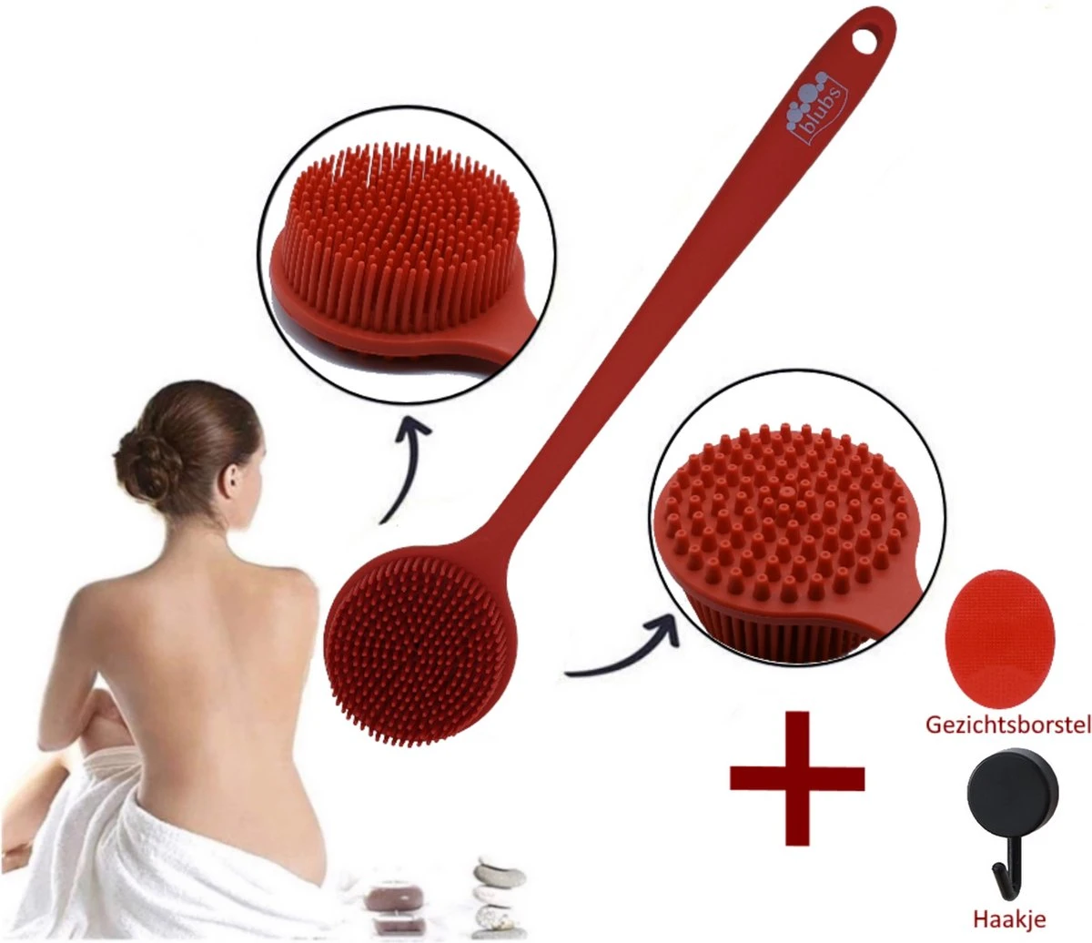 Blubs® – Badborstel – Dry Brush – Rug Scrubber – Lichaamsborstel – Rugborstel Douche Met Steel – Huidborstel – Rugborstel Kunststof – Badborstel Met Steel – Doucheborstel Met Steel – Siliconen Borstel – Droogborstel – Massage – Rood 3 Blubs® – Badborstel – Dry Brush – Rug Scrubber – Lichaamsborstel – Rugborstel Douche Met Steel – Huidborstel – Rugborstel Kunststof – Badborstel Met Steel – Doucheborstel Met Steel – Siliconen Borstel – Droogborstel – Massage – Rood