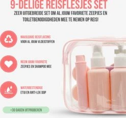 Reisflesjes Set 9-delig - Reisset - Reisflesjes Handbagage - Reis Toilettas - Reisflacons - Vliegtuig - Navulbare Reisflesjes - Roze -Winkel Voor Persoonlijke Verzorging 1200x1124 5