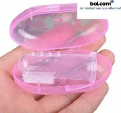 Merkloos Baby Tandenborstel, Doorkomende Tandjes, Tandvlees Massage, Vinger Tandenborstel, Baby/peuter, Silicone, Vingertandenborstel Baby ROZE