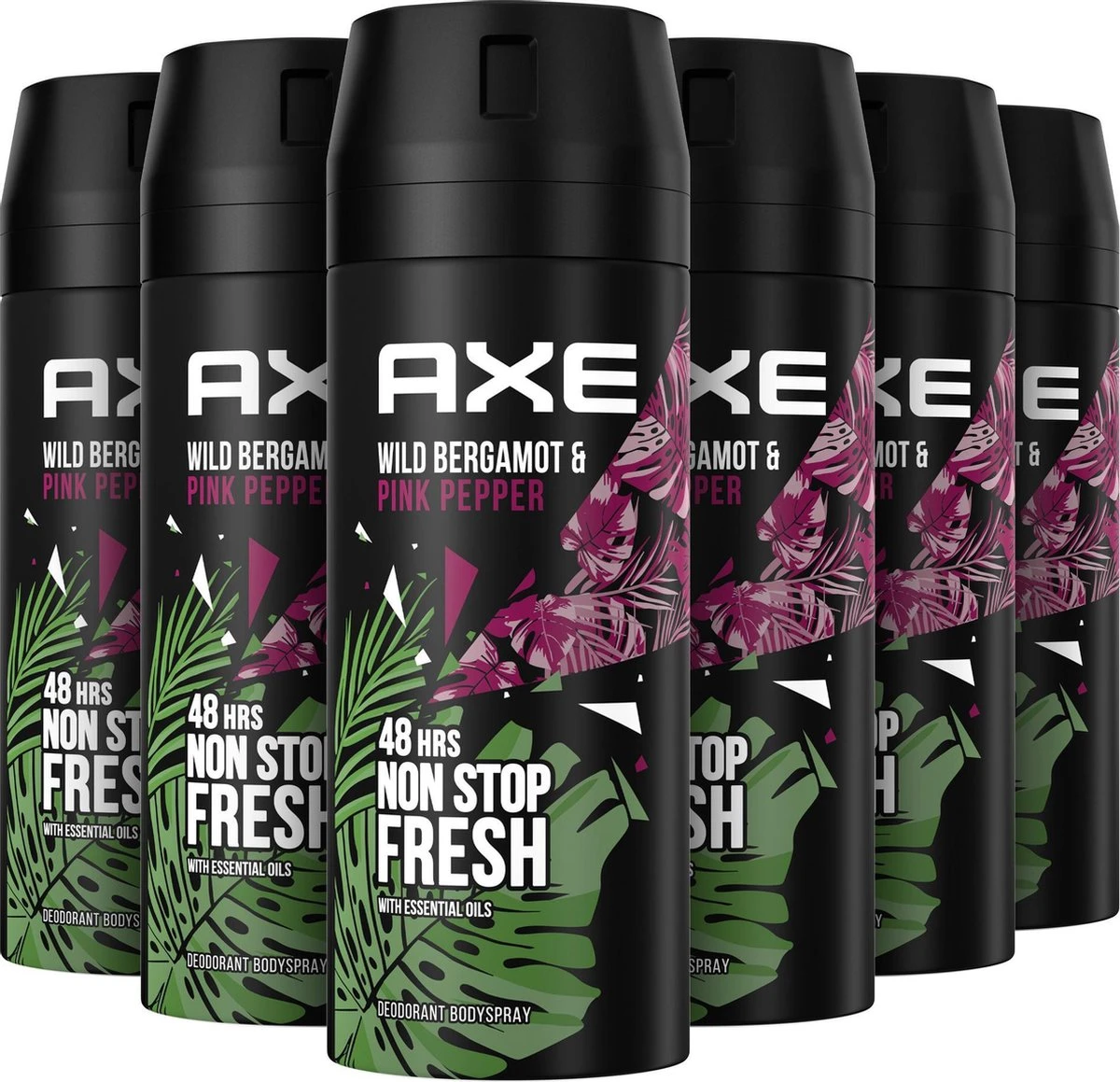 Axe Wild Fresh Bergamot & Pink Pepper Deodorant Bodyspray - 6 X 150 Ml - Voordeelverpakking 3 Axe Wild Fresh Bergamot & Pink Pepper Deodorant Bodyspray - 6 X 150 Ml - Voordeelverpakking