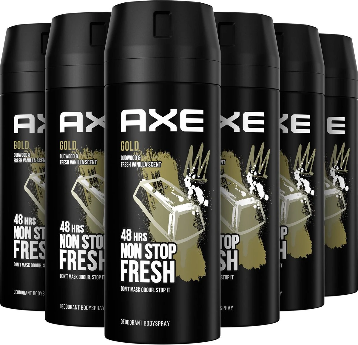 Axe Gold Bodyspray Deodorant - 6 X 150 Ml - Voordeelverpakking 5 Axe Gold Bodyspray Deodorant - 6 X 150 Ml - Voordeelverpakking - Afbeelding 3