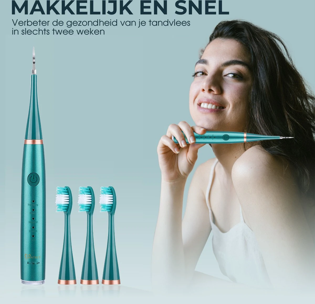 Merkloos Tandsteen Verwijderaar Elektrisch Dentect – Tandenborstel Opzetstukken - Tandarts Spiegel - 5 Standen - Groen 7 Merkloos Tandsteen Verwijderaar Elektrisch Dentect – Tandenborstel Opzetstukken - Tandarts Spiegel - 5 Standen - Groen - Afbeelding 5