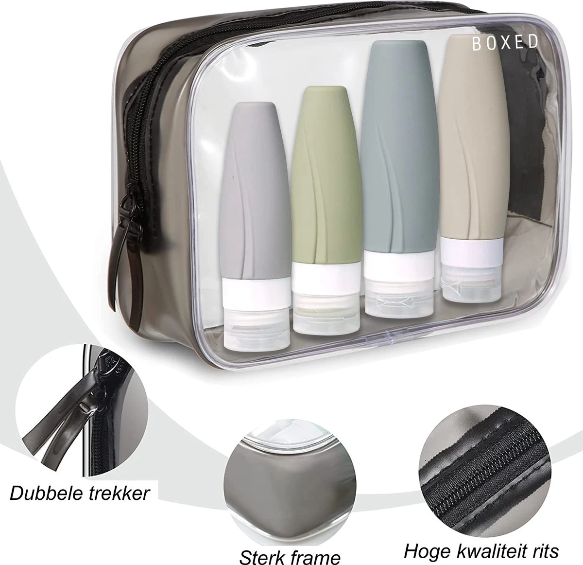 Boxed Reisflesjes Met Etui - Reisset - Verschillende Maten - Siliconen Navulbare Reisflacons - Reis Toilettas - Vliegtuig Handbagage 7 Boxed Reisflesjes Met Etui - Reisset - Verschillende Maten - Siliconen Navulbare Reisflacons - Reis Toilettas - Vliegtuig Handbagage - Afbeelding 5