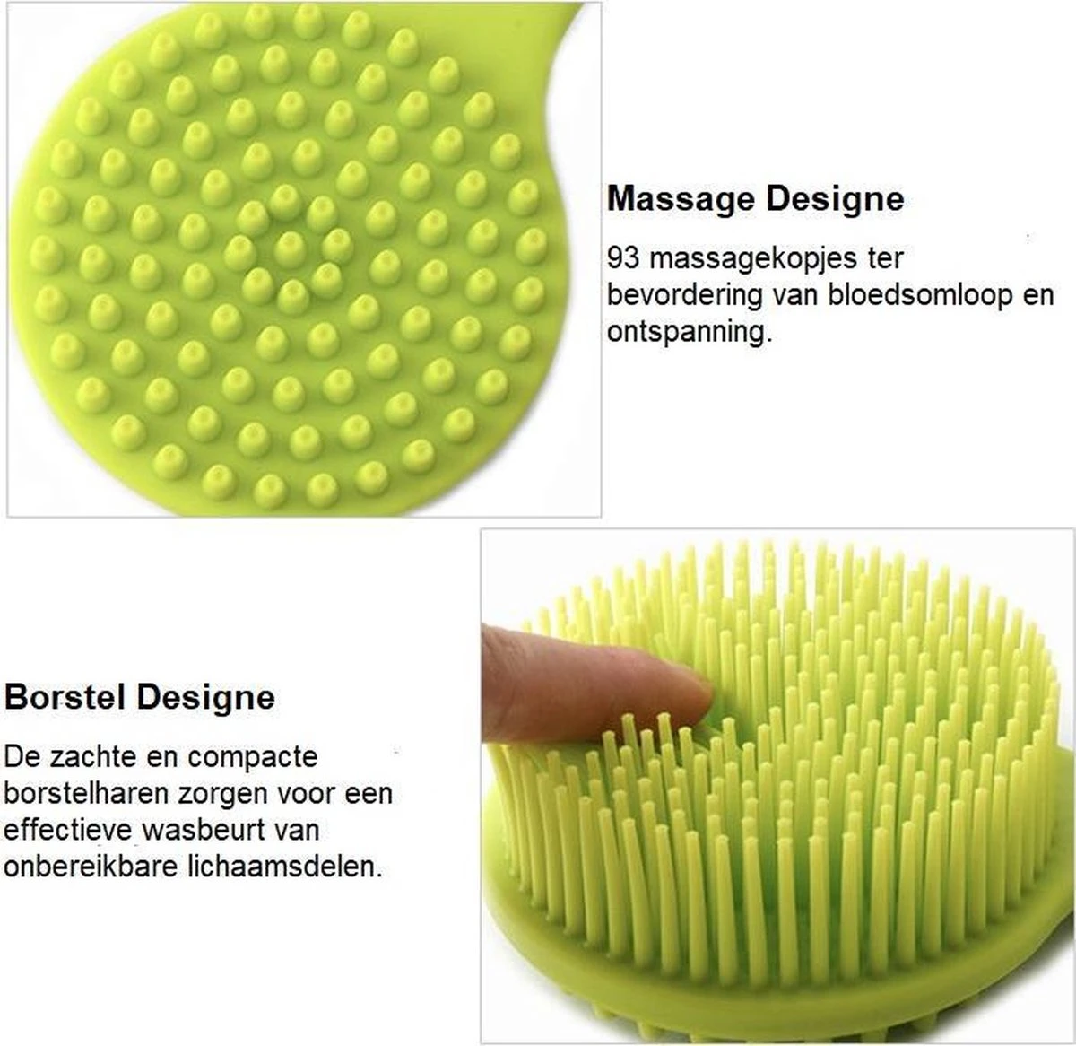 Blubs® – Badborstel – Dry Brush – Rug Scrubber – Lichaamsborstel – Rugborstel Douche Met Steel – Huidborstel – Rugborstel Kunststof – Badborstel Met Steel – Doucheborstel Met Steel – Siliconen Borstel – Droogborstel – Massage – Groen 4 Blubs® – Badborstel – Dry Brush – Rug Scrubber – Lichaamsborstel – Rugborstel Douche Met Steel – Huidborstel – Rugborstel Kunststof – Badborstel Met Steel – Doucheborstel Met Steel – Siliconen Borstel – Droogborstel – Massage – Groen - Afbeelding 2