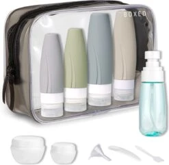 Boxed Reisflesjes Met Etui - Reisset - Verschillende Maten - Siliconen Navulbare Reisflacons - Reis Toilettas - Vliegtuig Handbagage