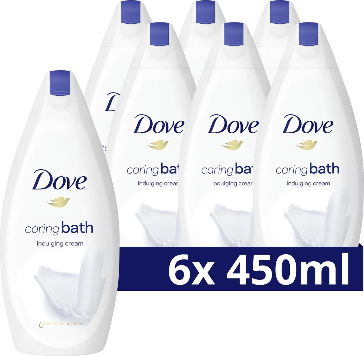 Dove Caring Bath Indulging Cream Badcrème - 6 X 450 Ml - Voordeelverpakking 3 Dove Caring Bath Indulging Cream Badcrème - 6 X 450 Ml - Voordeelverpakking