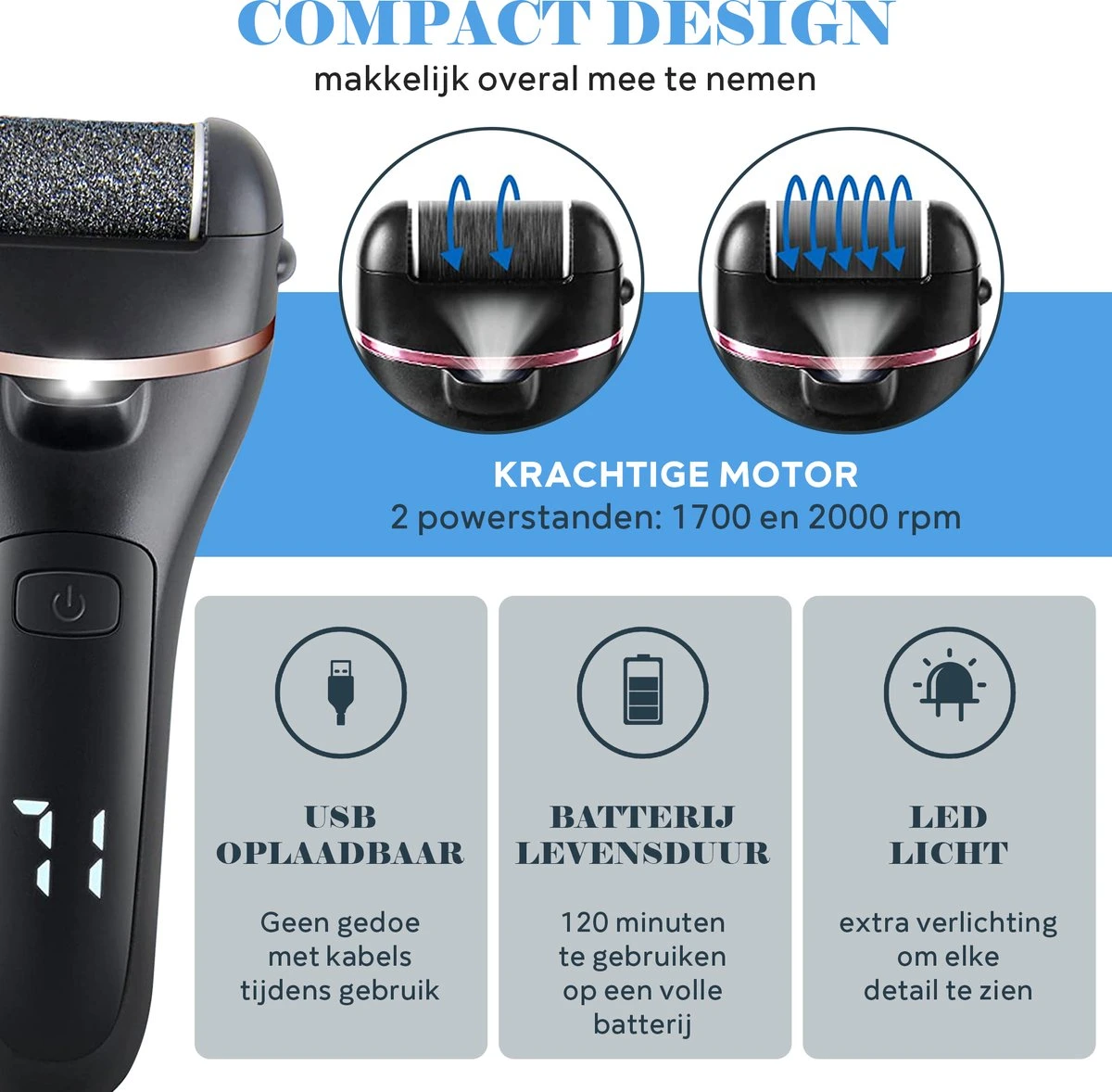 Elektrische Eeltverwijderaar INCL. Mani En Pedicure Set - Voetvijl - Eeltvijl - Eelt Verwijderaar -Oplaadbaar 7 Elektrische Eeltverwijderaar INCL. Mani En Pedicure Set - Voetvijl - Eeltvijl - Eelt Verwijderaar -Oplaadbaar - Afbeelding 5