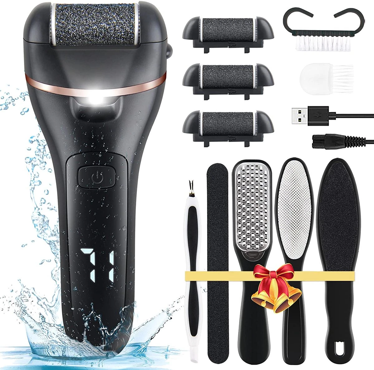 FAO 13in1 Eelt Verwijderaar - Incl. Pedicure Set - Professionele Voetvijl - Waterdichte Voetrasp - Eeltschaaf Oplaadbaar - Elektrische Eeltrasp - Zwart 3 FAO 13in1 Eelt Verwijderaar - Incl. Pedicure Set - Professionele Voetvijl - Waterdichte Voetrasp - Eeltschaaf Oplaadbaar - Elektrische Eeltrasp - Zwart