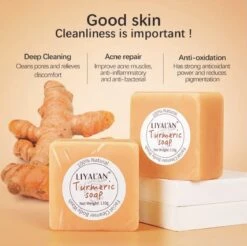 LIYALAN | Turmeric Soap | Kurkuma Zeep | 100% Natuurlijk | Gezichtsreiniging | Lichaamsreiniging | Body Wash | Handzeep | Douchezeep -Winkel Voor Persoonlijke Verzorging 1200x1196 10