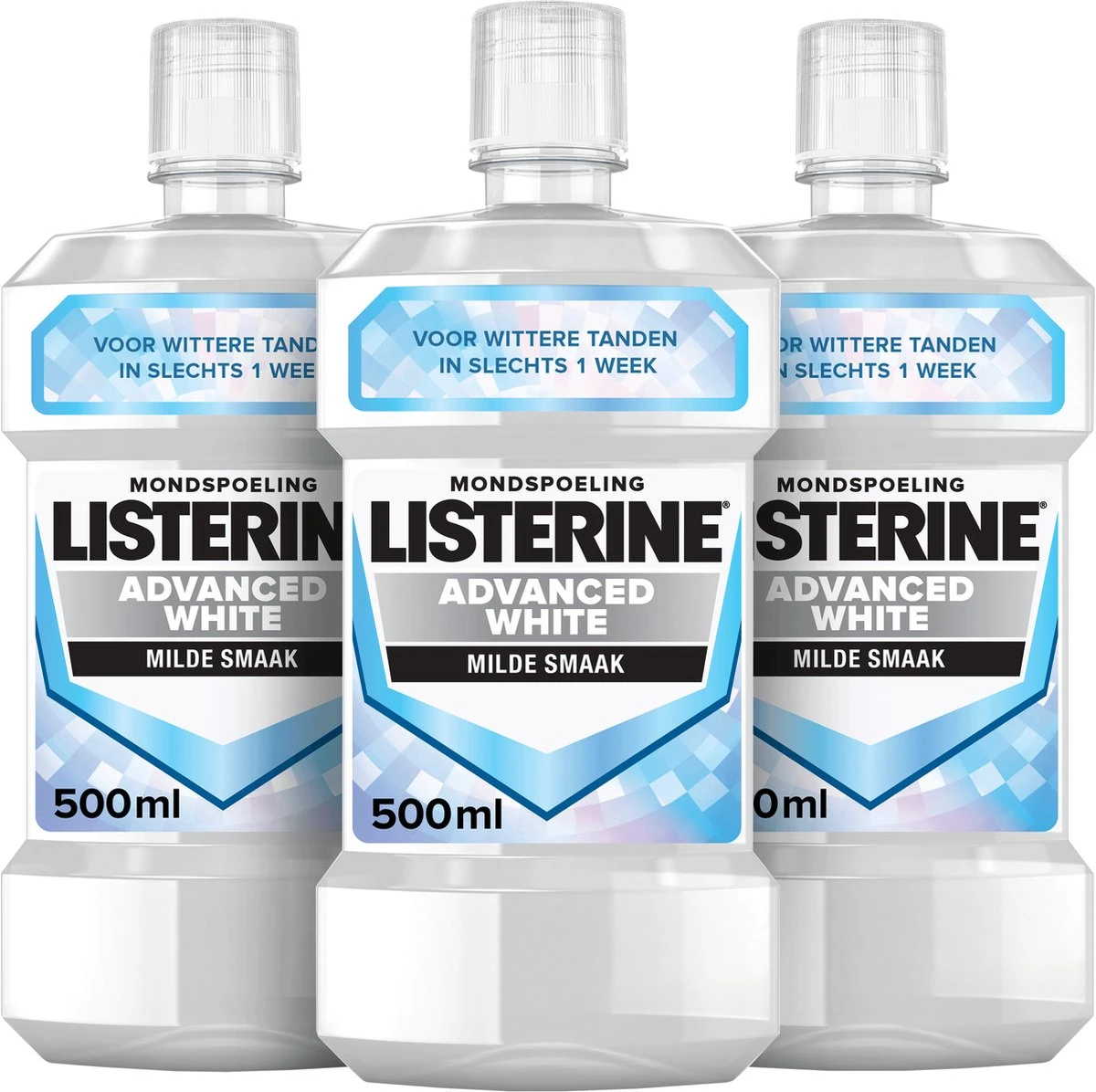 LISTERINE Advanced White Milde Smaak, Mondspoeling, Verwijdert Sterke Verkleuring Voor Wittere Tanden In Slechts 1 Week, 3x 500 Ml 4 LISTERINE Advanced White Milde Smaak, Mondspoeling, Verwijdert Sterke Verkleuring Voor Wittere Tanden In Slechts 1 Week, 3x 500 Ml - Afbeelding 2