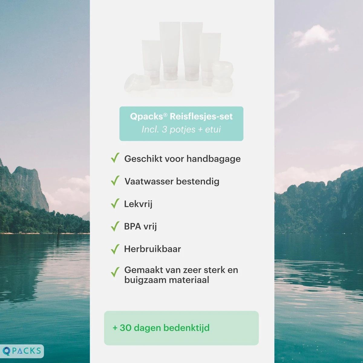 Qpacks - 8-delige Reisflesjes Set Transparant - Vliegtuig Handbagage - Navulbare Reis 100ML Flacons - Incl. Potjes & Etui -Travel - Reisaccessoires 11 Qpacks - 8-delige Reisflesjes Set Transparant - Vliegtuig Handbagage - Navulbare Reis 100ML Flacons - Incl. Potjes & Etui -Travel - Reisaccessoires - Afbeelding 9