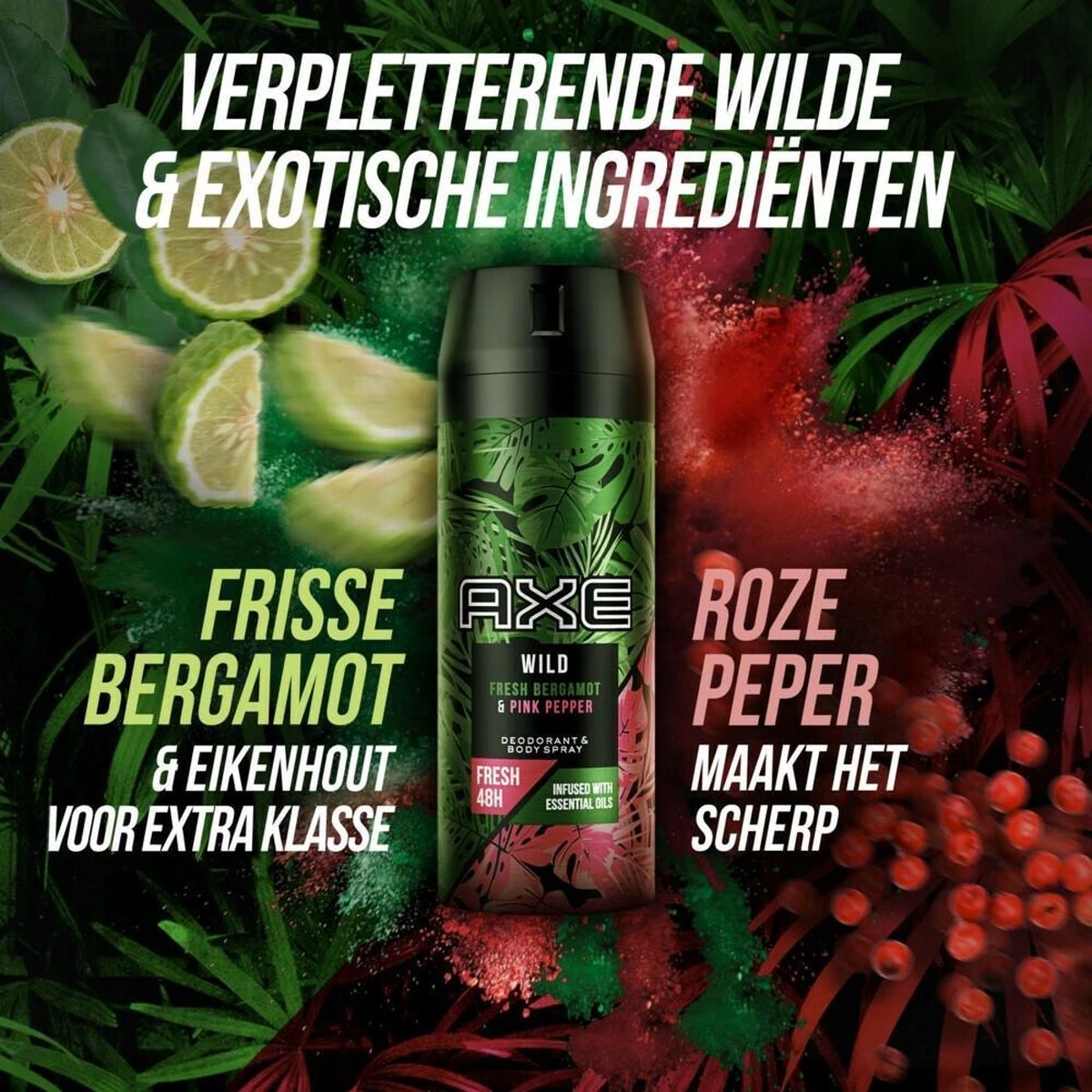 Axe Wild Fresh Bergamot & Pink Pepper Deodorant Bodyspray - 6 X 150 Ml - Voordeelverpakking 13 Axe Wild Fresh Bergamot & Pink Pepper Deodorant Bodyspray - 6 X 150 Ml - Voordeelverpakking - Afbeelding 11
