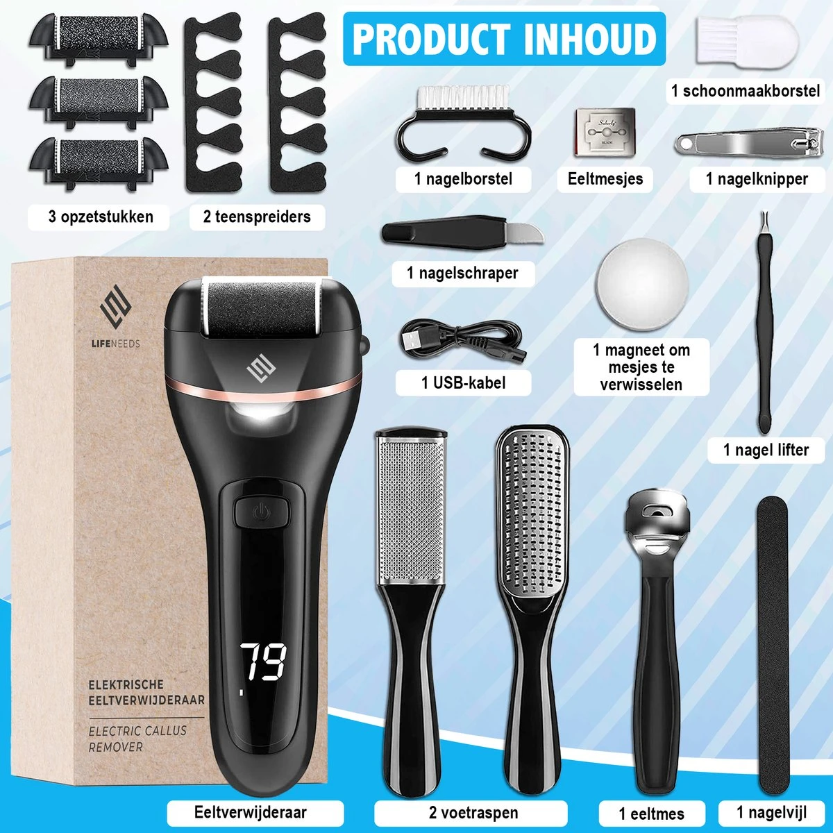 Elektrische Eeltverwijderaar INCL. Mani En Pedicure Set - Voetvijl - Eeltvijl - Eelt Verwijderaar -Oplaadbaar 4 Elektrische Eeltverwijderaar INCL. Mani En Pedicure Set - Voetvijl - Eeltvijl - Eelt Verwijderaar -Oplaadbaar - Afbeelding 2