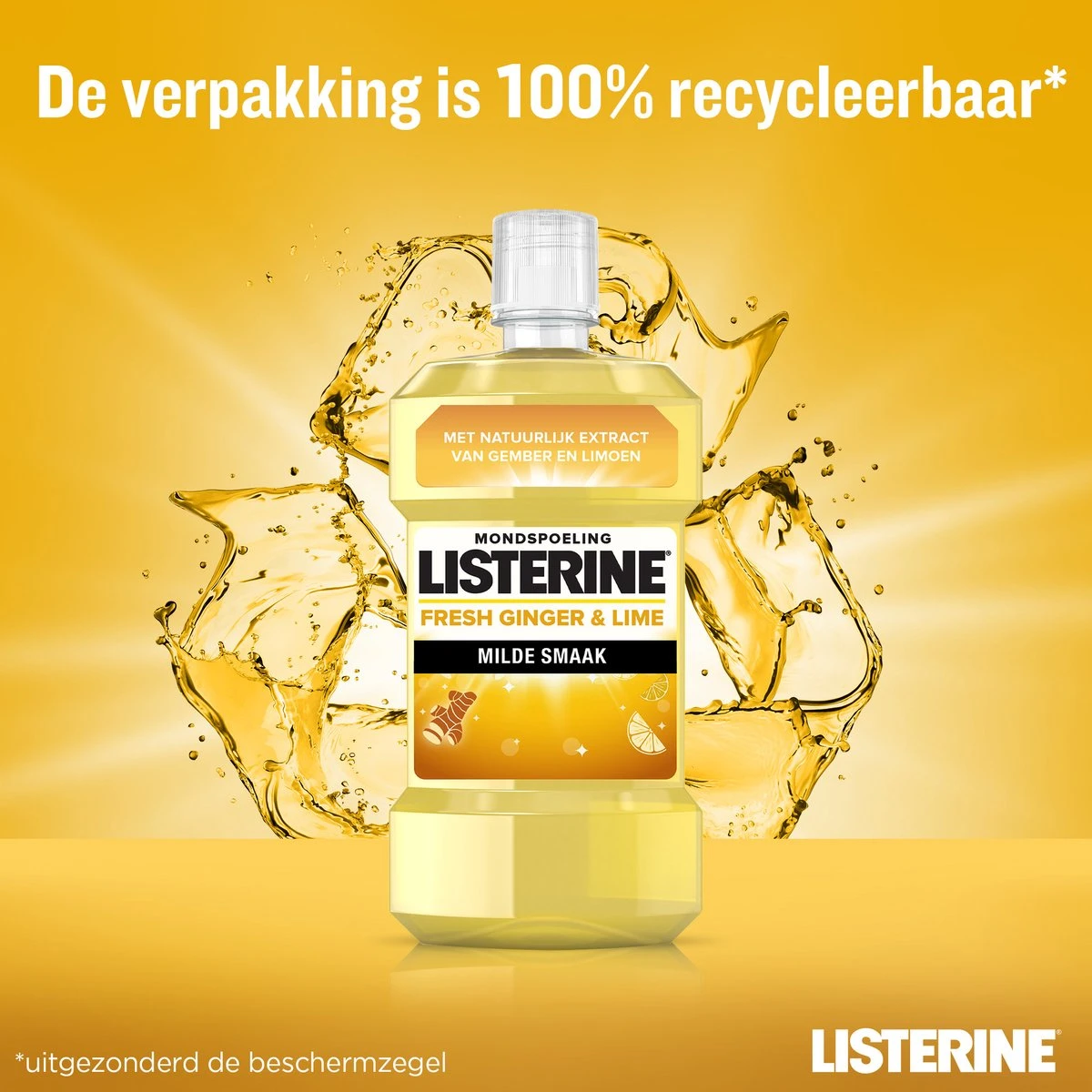 LISTERINE Fresh Ginger & Lime Mondwater, Met Gember- En Limoenextract, Mondspoeling Zonder Alcohol, Voor Een Frisse Adem, 3 X 500 Ml 9 LISTERINE Fresh Ginger & Lime Mondwater, Met Gember- En Limoenextract, Mondspoeling Zonder Alcohol, Voor Een Frisse Adem, 3 X 500 Ml - Afbeelding 7