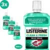 LISTERINE Clean & Fresh, Mondwater Met Essentiële Oliën En Fluoride, Zonder Alcohol, Bereikt De Plaatsen Die De Tandenborstel Mist – Zelfs Tussen De Beugel, 3 X 500 Ml -Winkel Voor Persoonlijke Verzorging 1200x1200 282