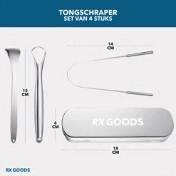 RX Goods RVS Tongschraper Voor Mondverzorging – 4 Stuks – Tongreiniger, Tongborstel & Tong Schraper – Duurzaam & Herbruikbaar 19 RX Goods RVS Tongschraper Voor Mondverzorging – 4 Stuks – Tongreiniger, Tongborstel & Tong Schraper – Duurzaam & Herbruikbaar -Winkel Voor Persoonlijke Verzorging 1200x1200 534