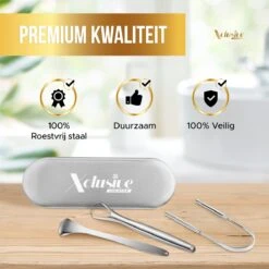 Xclusive-lifestyle® - Luxe RVS Tongschraperset - 4-Delige Professionele Tongreiniger - Mondverzorging - Mondhygiëne - Herbruikbaar En Duurzaam - Ayurveda - Aanbevolen Door Tandartsen -Winkel Voor Persoonlijke Verzorging 1200x1200 540