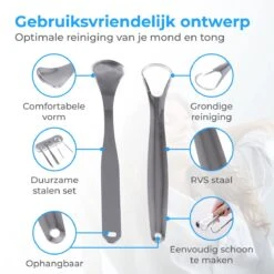 Nuvance - Professionele Tongschraper - 3 In 1 Set - Voor Mondverzorging - Tongreiniger - Tong Schraper - Tongue Scraper - RVS -Winkel Voor Persoonlijke Verzorging 1200x1200 552