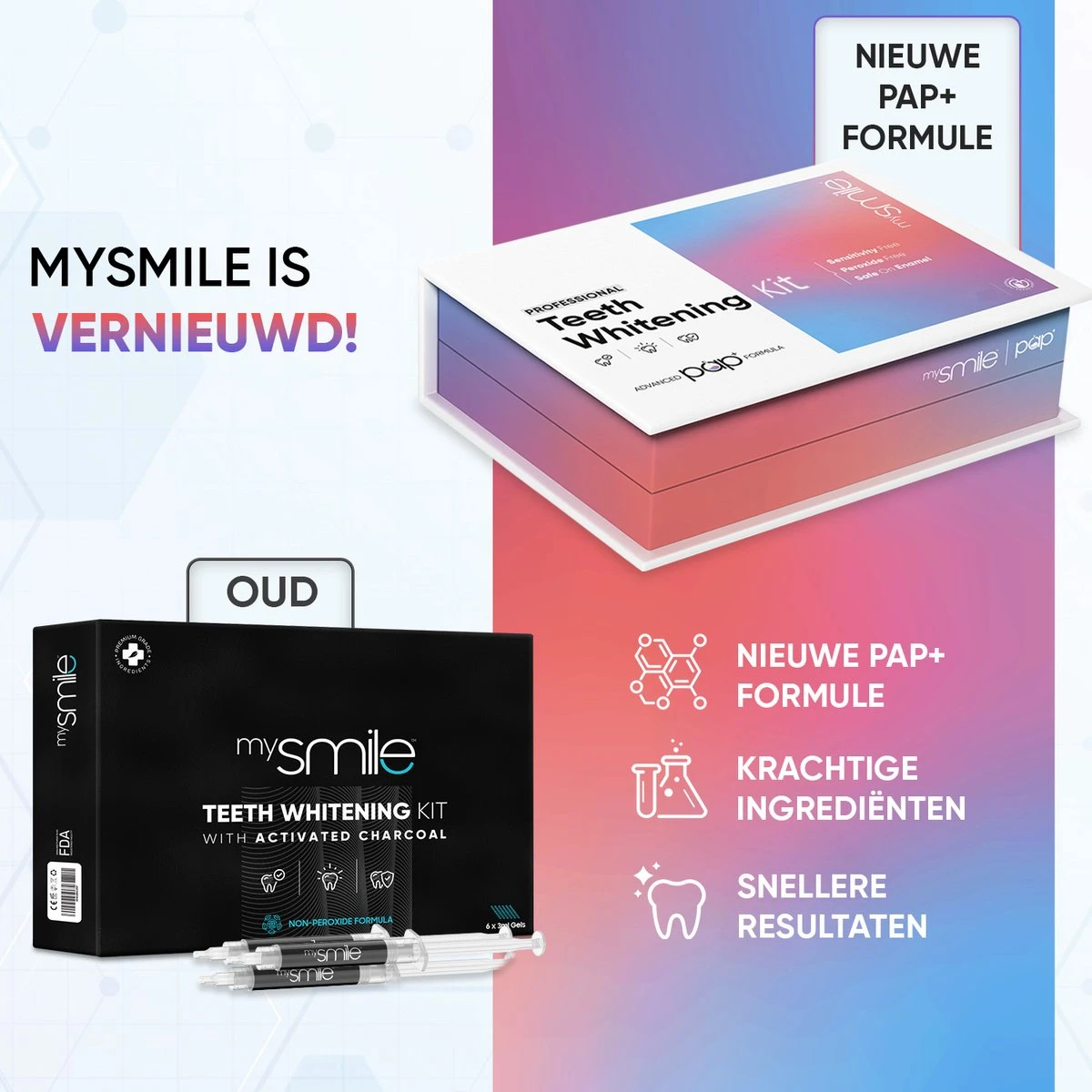 MySmile Tandenbleekset - Thuis Tanden Bleken - PAP+ Formule Met Natuurlijke Ingrediënten - 6 Whitening Gels - Zonder Peroxide 4 MySmile Tandenbleekset - Thuis Tanden Bleken - PAP+ Formule Met Natuurlijke Ingrediënten - 6 Whitening Gels - Zonder Peroxide - Afbeelding 2