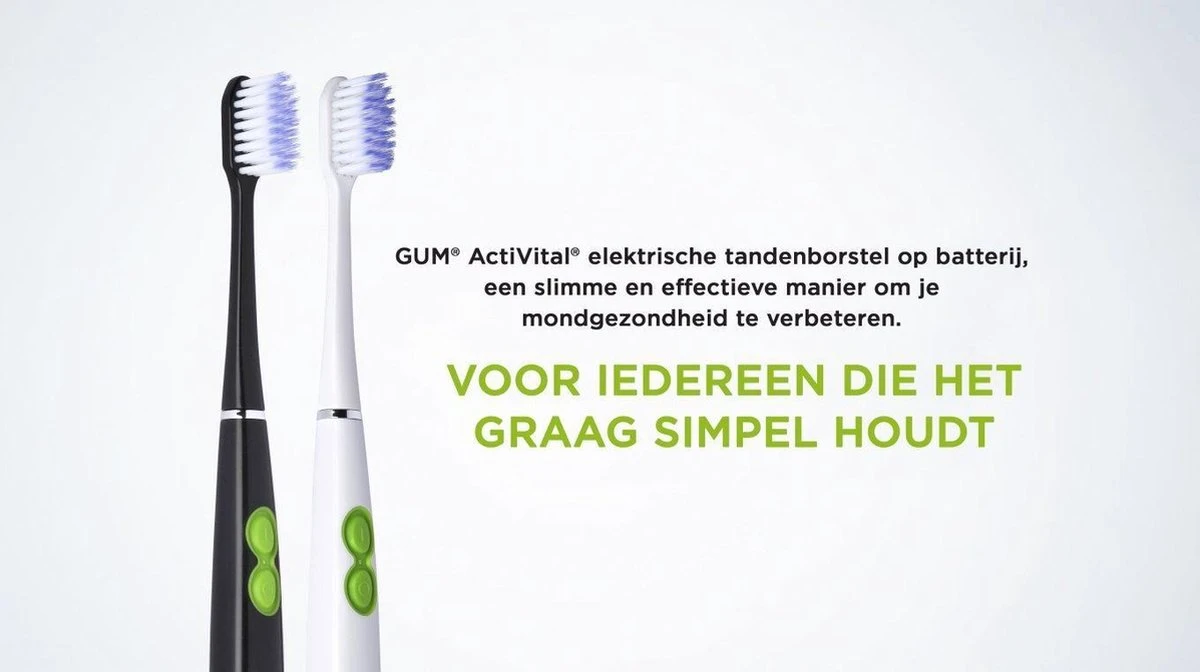 GUM® 1x GUM Activital Sonic Elektrische Tandenborstel - Zwart + 1x GUM Opzetborstels Zwart 5 GUM® 1x GUM Activital Sonic Elektrische Tandenborstel - Zwart + 1x GUM Opzetborstels Zwart - Afbeelding 3