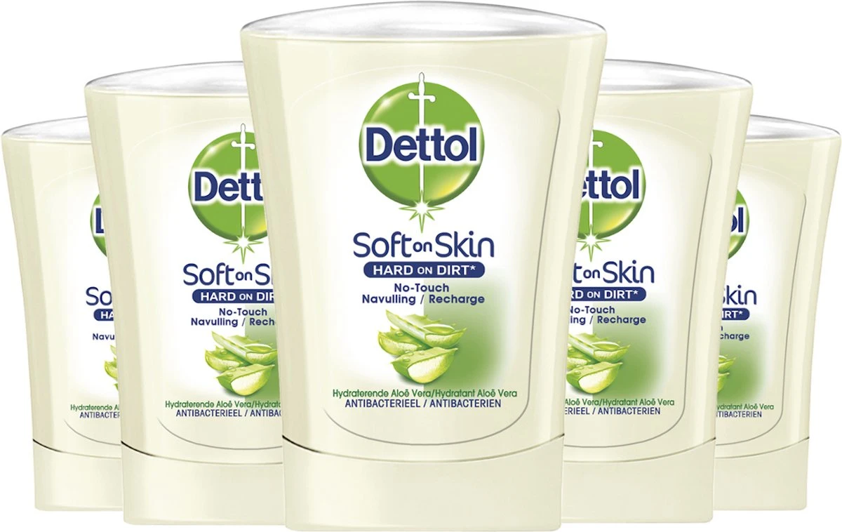 Dettol - Handzeep - No Touch Navulling - Antibacterieel - Aloe Vera - 250 Ml X5 3 Dettol - Handzeep - No Touch Navulling - Antibacterieel - Aloe Vera - 250 Ml X5