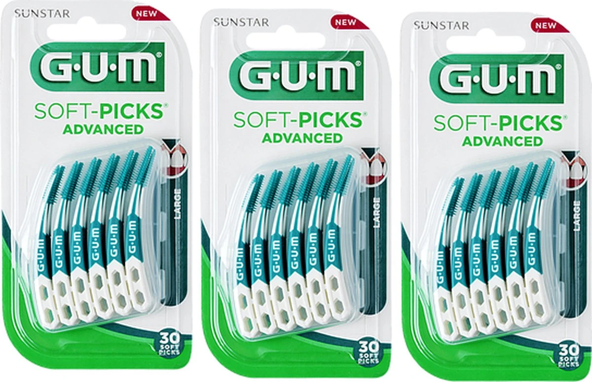 GUM® GUM Soft Picks Advanced Large - 3 X 30 Stuks - Ragers - Voordeelverpakking 3 GUM® GUM Soft Picks Advanced Large - 3 X 30 Stuks - Ragers - Voordeelverpakking