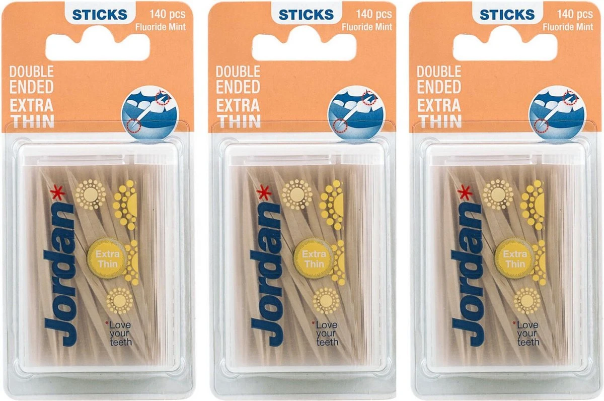 Jordan Extra Dun - 3x 140 St - Tandenstoker - Voordeelverpakking 3 Jordan Extra Dun - 3x 140 St - Tandenstoker - Voordeelverpakking