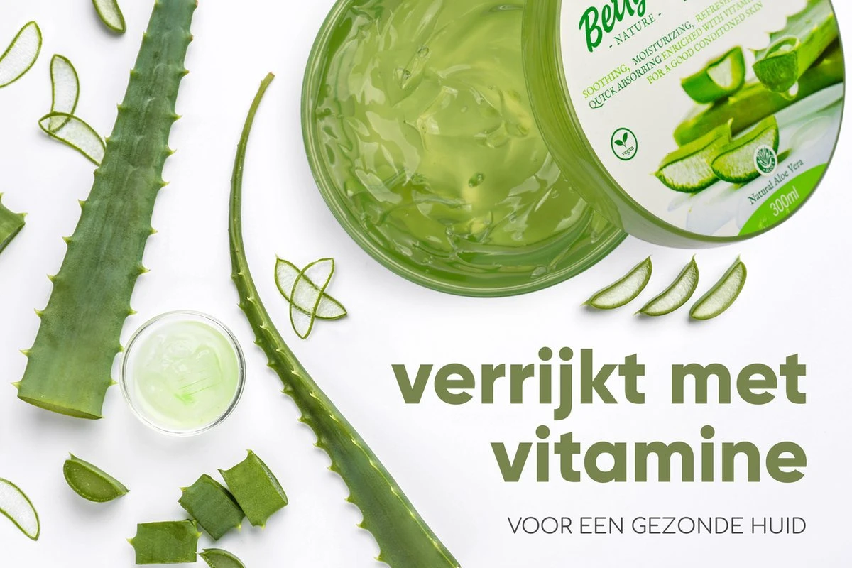 Betty's Nature Aloe Vera Gel 92% - 300ml - Verzorgende Hydraterende Gel - Voor Het Hele Lichaam En Haar 5 Betty's Nature Aloe Vera Gel 92% - 300ml - Verzorgende Hydraterende Gel - Voor Het Hele Lichaam En Haar - Afbeelding 3