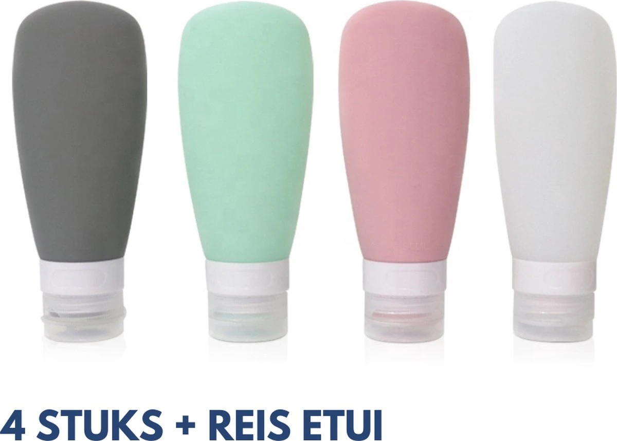 Pazzo Goods - Reisflesjes - Gratis Toilettasje - Reisflesjes Handbagage - Reisflacons - Reisflesjes 100 Ml - Siliconen - 4 Stuks - Duurzaam - Navulbaar 3 Pazzo Goods - Reisflesjes - Gratis Toilettasje - Reisflesjes Handbagage - Reisflacons - Reisflesjes 100 Ml - Siliconen - 4 Stuks - Duurzaam - Navulbaar