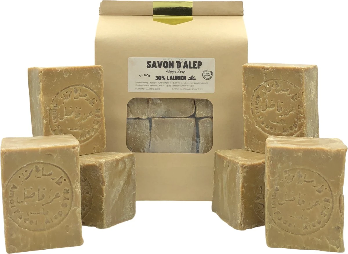 Aleppo Zeep - Olijf En 30 % Laurier - Savon D'Alep - 6 Blokken - +/- 1,2 Kg 3 Aleppo Zeep - Olijf En 30 % Laurier - Savon D'Alep - 6 Blokken - +/- 1,2 Kg