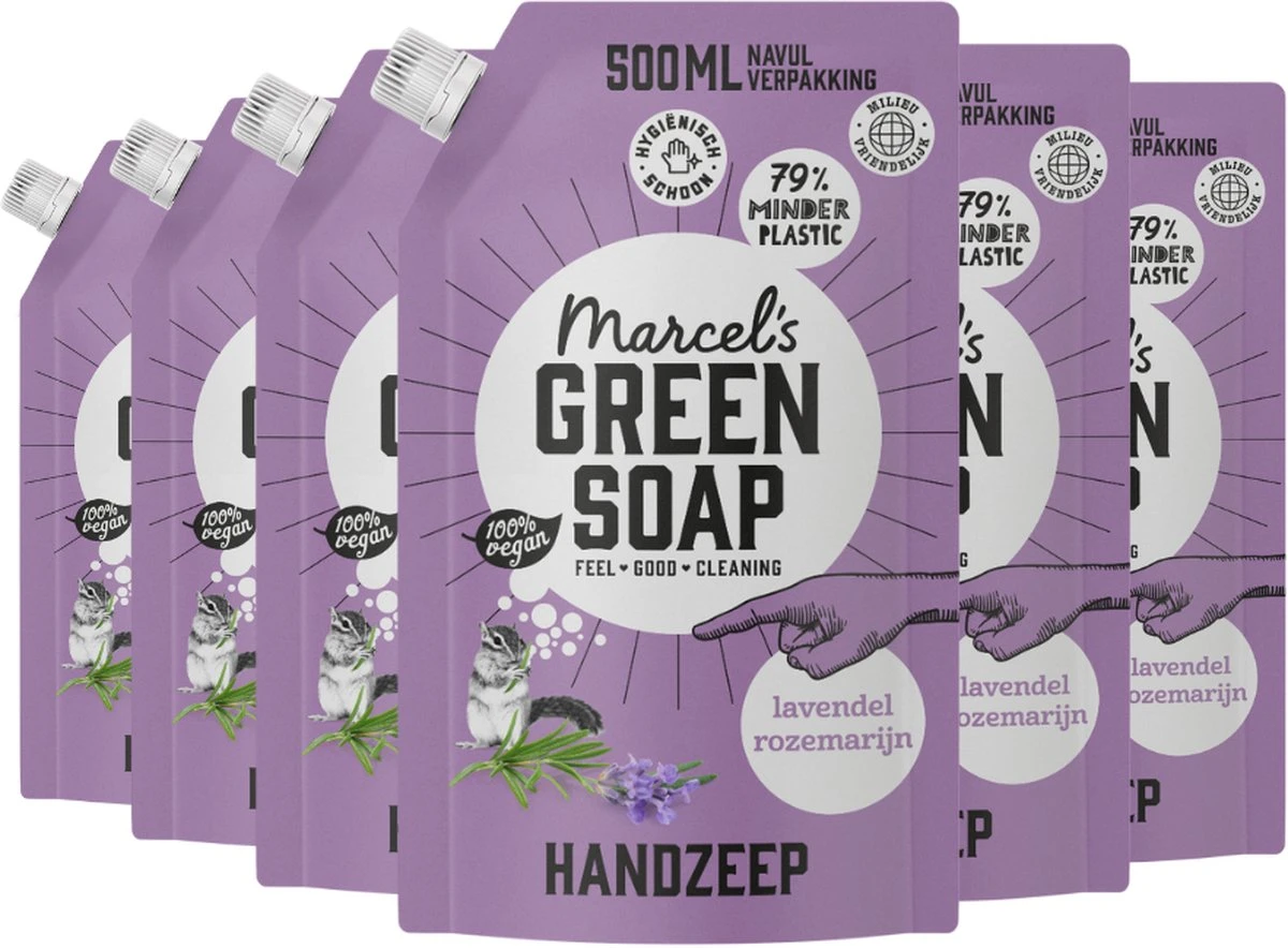 Marcel's Green Soap Handzeep Lavendel & Rosemarijn Navulling - 6 X 500 Ml 3 Marcel's Green Soap Handzeep Lavendel & Rosemarijn Navulling - 6 X 500 Ml