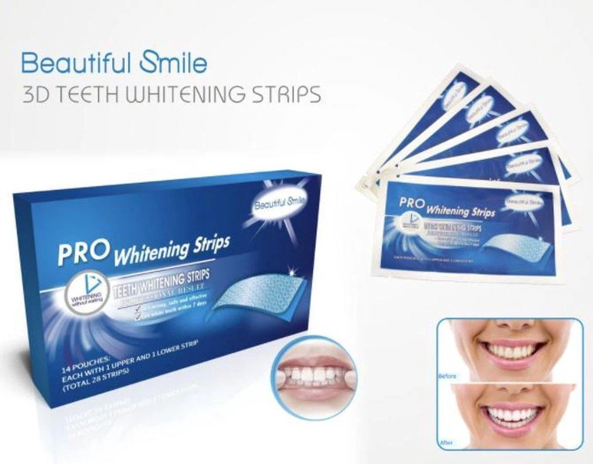 Pro Whitening Strips - Tanden Bleek Strips - 14 Paar Teeth Whitening Strips - Tandenblekers 3 Pro Whitening Strips - Tanden Bleek Strips - 14 Paar Teeth Whitening Strips - Tandenblekers